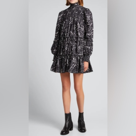 Cinq a Sept Rika Love Note Mini Dress Black NEW - Picture 7 of 12